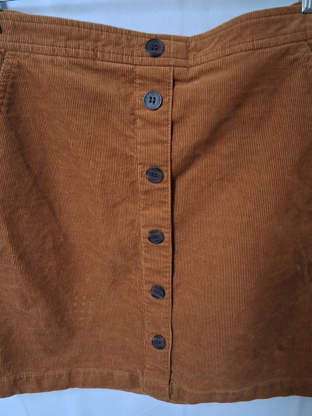 J.Crew Corduroy Mini Skirt Brown Button Front Pockets Size 4